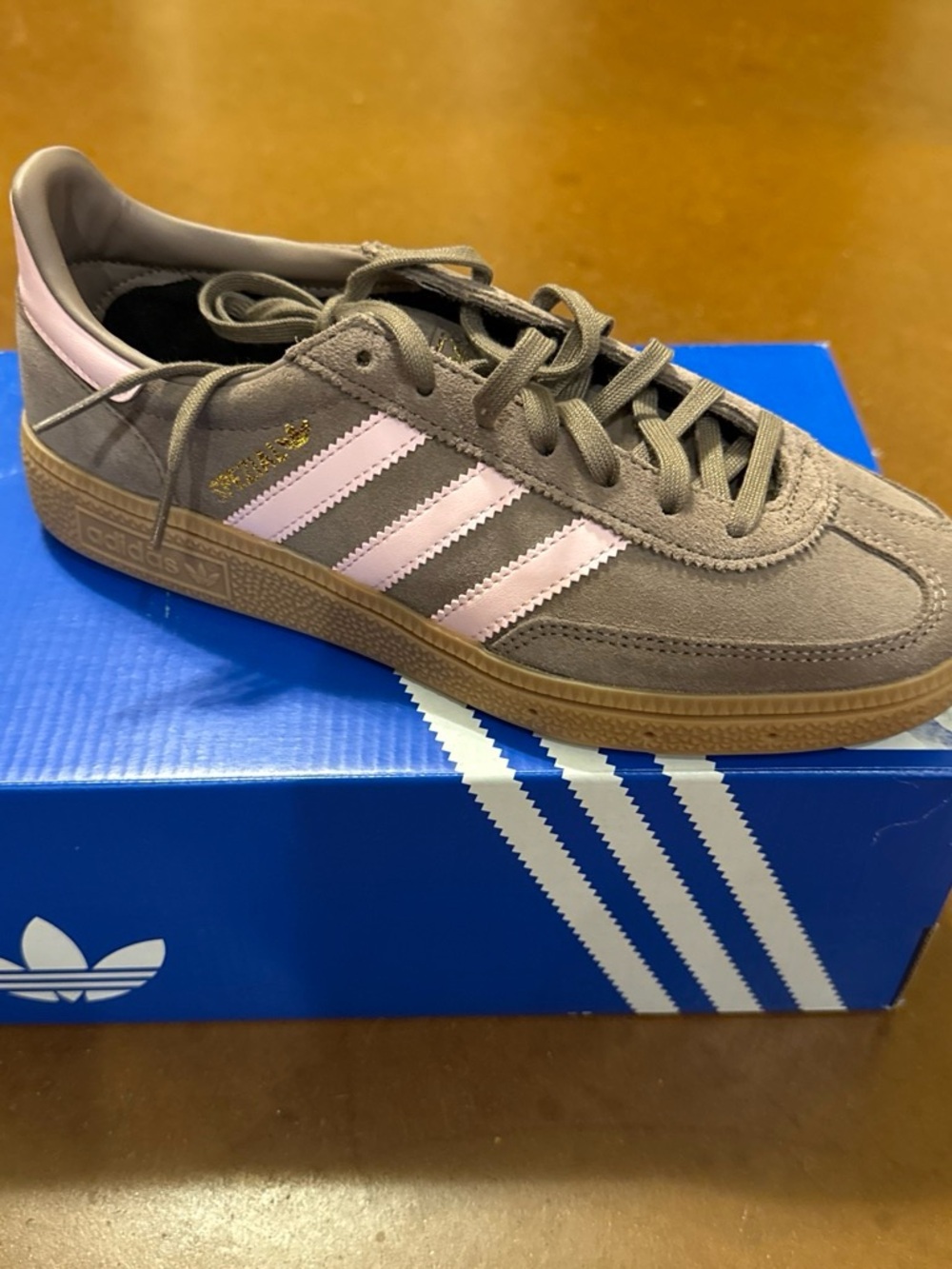 Adidas Women’s Spezials Sneakers - Taupe with Pink Stripes